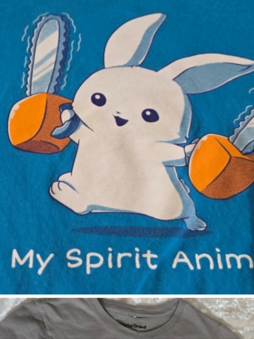 TeeTurtle My Spirit Animal Bunny Graphic Tee Women’s Medium Blue
